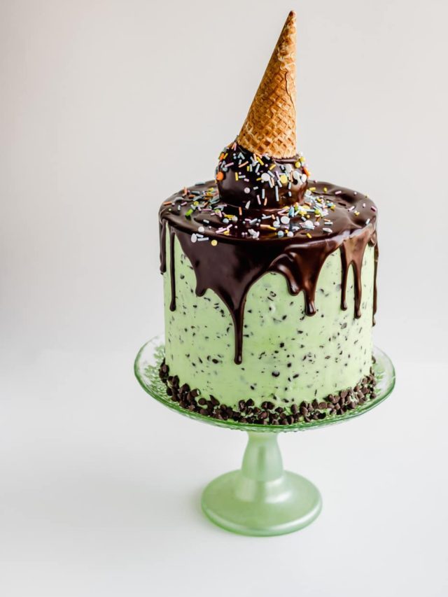 Mint Chocolate Chip Ice Cream Cone Cake
