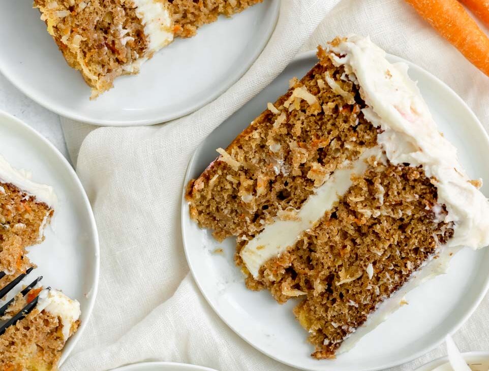 carrot cake slices overhead view